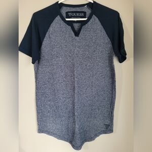 Mens GUESS Navy and Gray Shirt